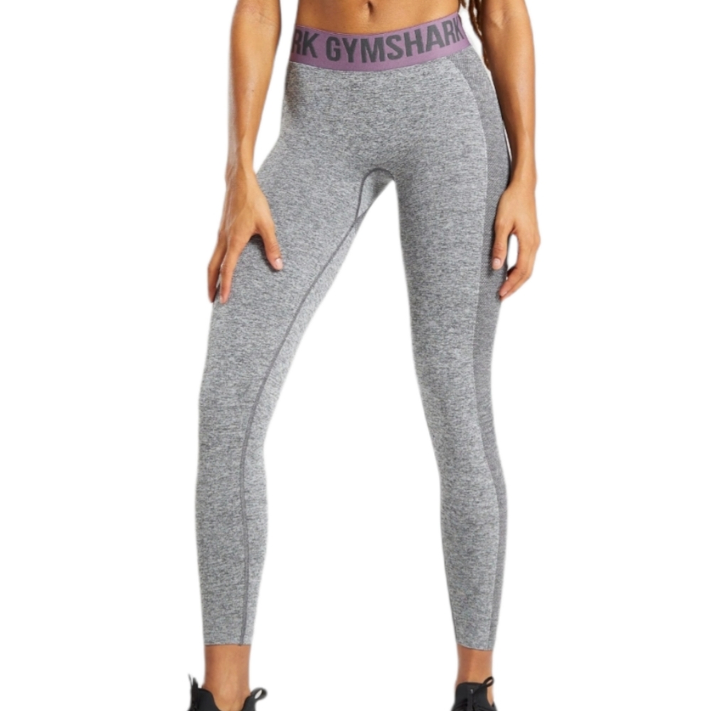 NWT Gymshark Flex Low Rise Leggings Charcoal Gray Marl/Mallow Purple Small